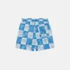 Brand Lettering Check Swim Shorts Brand Lettering Check Swim Shorts