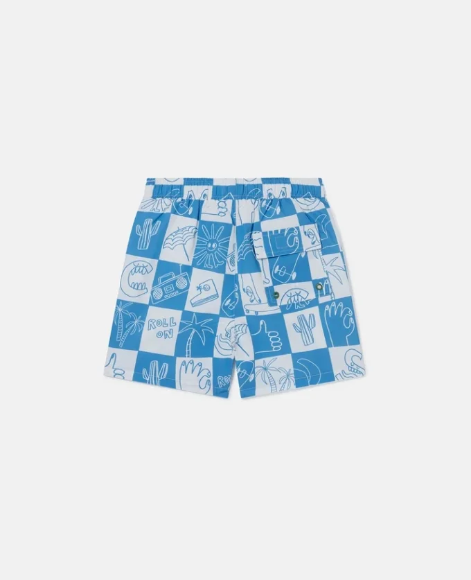 Brand Lettering Check Swim Shorts Brand Lettering Check Swim Shorts