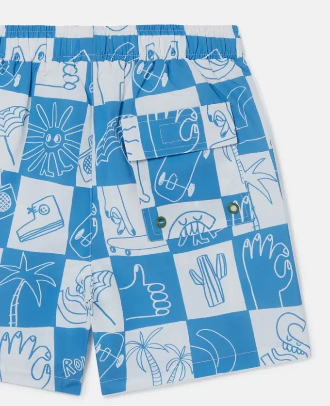 Brand Lettering Check Swim Shorts Brand Lettering Check Swim Shorts