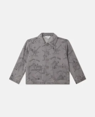 Bug Band Print Denim Jacket