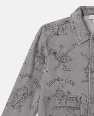 Bug Band Print Denim Jacket