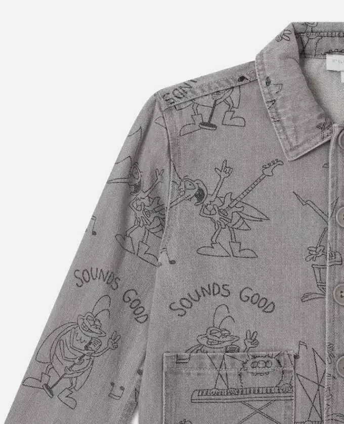 Bug Band Print Denim Jacket Bug Band Print Denim Jacket