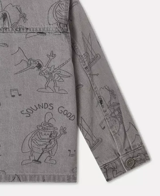 Bug Band Print Denim Jacket Bug Band Print Denim Jacket
