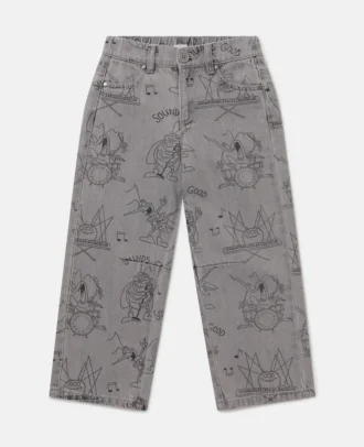 Bug Band Print Denim Jeans