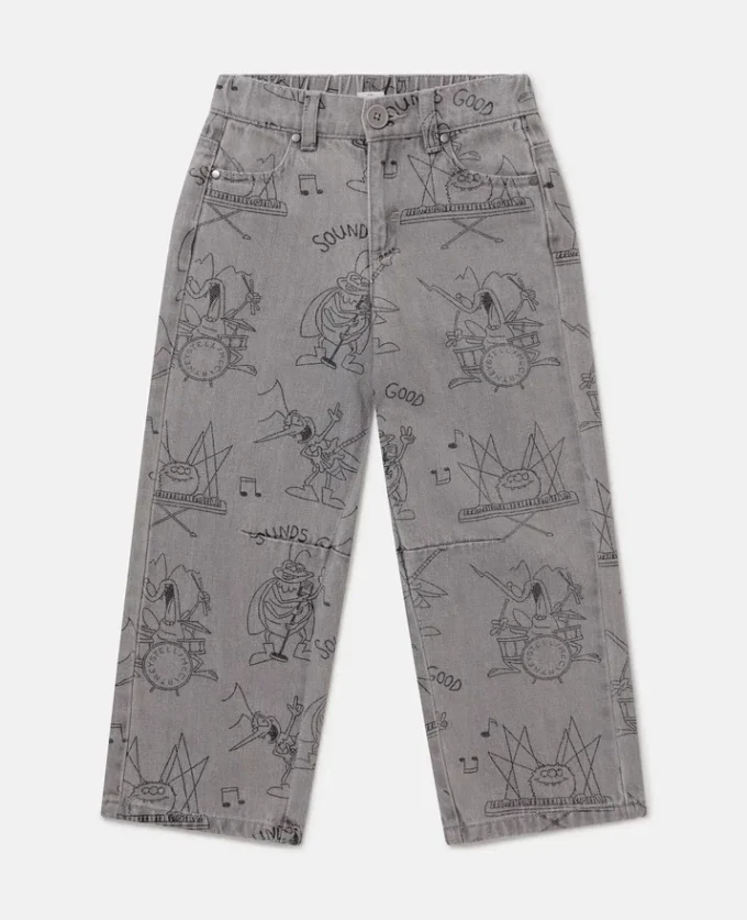 Bug Band Print Denim Jeans Bug Band Print Denim Jeans