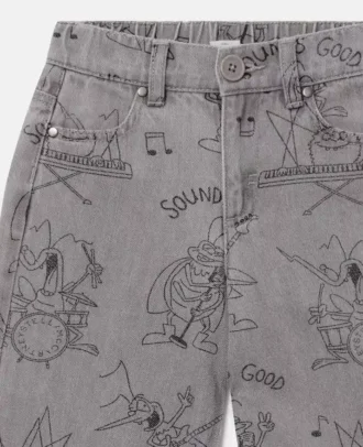 Bug Band Print Denim Jeans