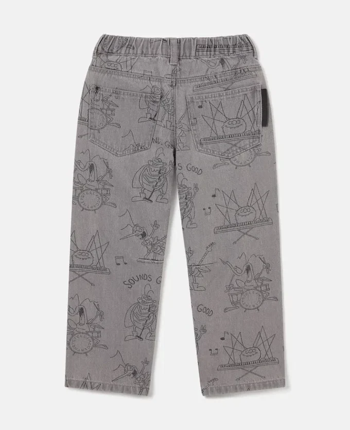Bug Band Print Denim Jeans Bug Band Print Denim Jeans
