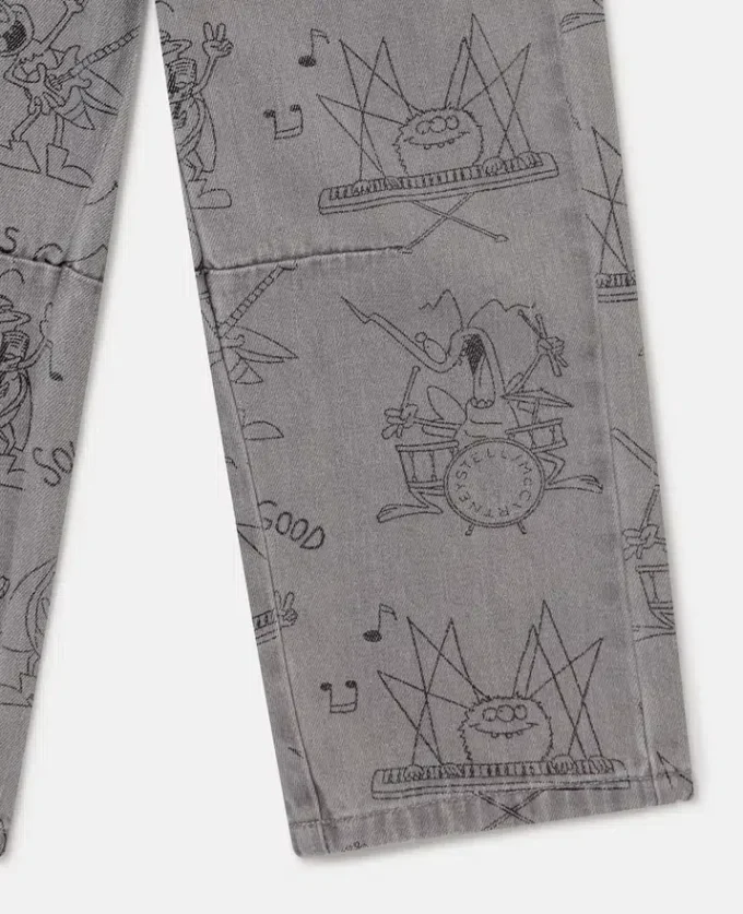 Bug Band Print Denim Jeans Bug Band Print Denim Jeans