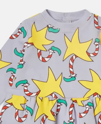 Candy Cane Print Long-Sleeve Dress