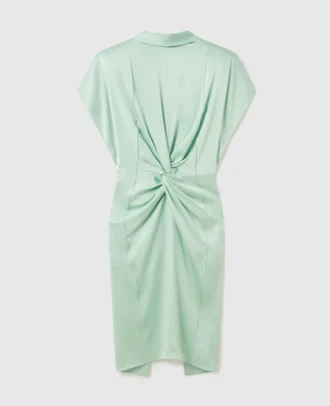 Cap-Sleeve Halterneck Twist Midi Dress