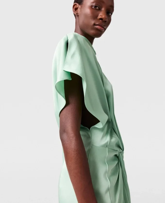 Cap-Sleeve Halterneck Twist Midi Dress Cap-Sleeve Halterneck Twist Midi Dress