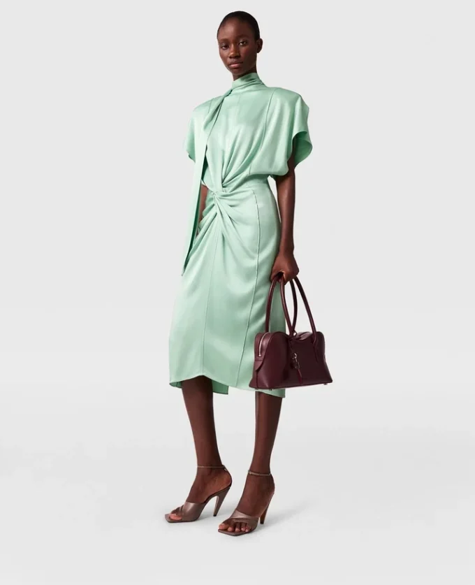 Cap-Sleeve Halterneck Twist Midi Dress Cap-Sleeve Halterneck Twist Midi Dress