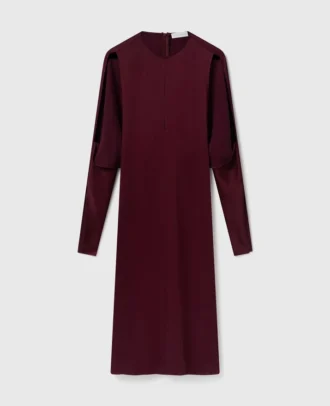 Cape-Sleeve Cut-Out Satin Midi Dress