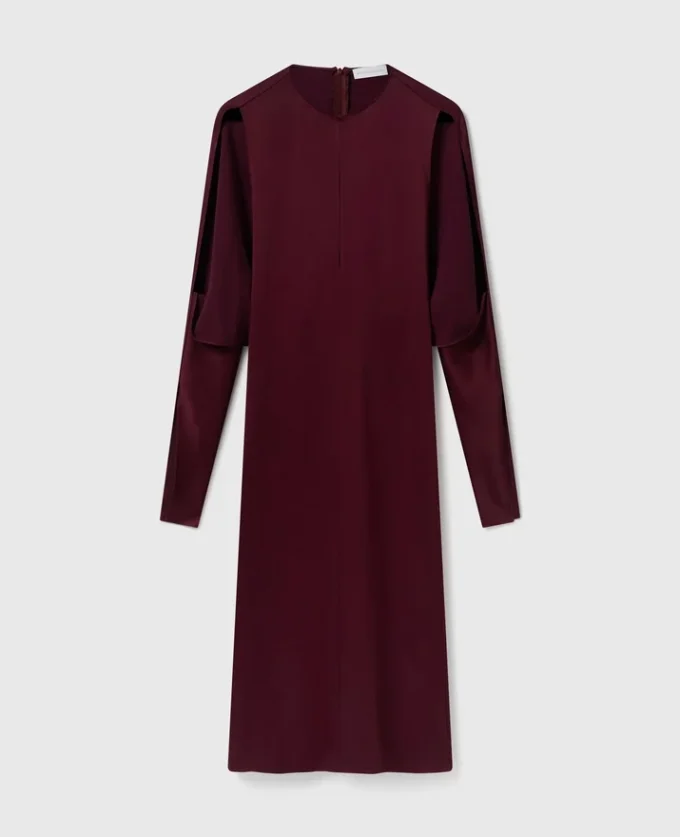 Cape-Sleeve Cut-Out Satin Midi Dress Cape-Sleeve Cut-Out Satin Midi Dress