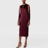 Cape-Sleeve Cut-Out Satin Midi Dress Cape-Sleeve Cut-Out Satin Midi Dress