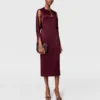 Cape-Sleeve Cut-Out Satin Midi Dress Cape-Sleeve Cut-Out Satin Midi Dress