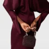 Cape-Sleeve Cut-Out Satin Midi Dress Cape-Sleeve Cut-Out Satin Midi Dress