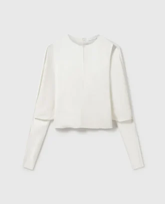 Cape-Sleeve Cut-Out Satin Top