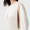 Cape-Sleeve Cut-Out Satin Top Cape-Sleeve Cut-Out Satin Top
