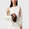 Cape-Sleeve Cut-Out Satin Top Cape-Sleeve Cut-Out Satin Top
