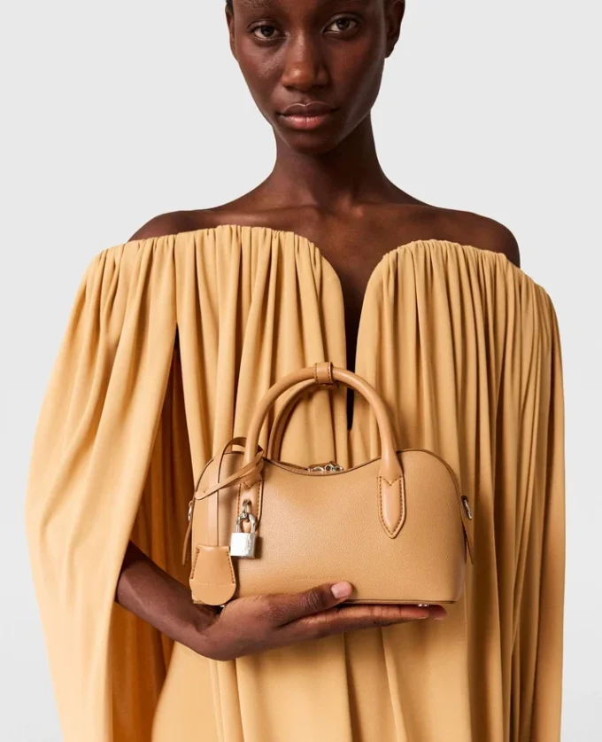 Cape-Sleeve Strapless Pleated Crepe Dress Cape-Sleeve Strapless Pleated Crepe Dress