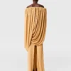Cape-Sleeve Strapless Pleated Crepe Dress Cape-Sleeve Strapless Pleated Crepe Dress