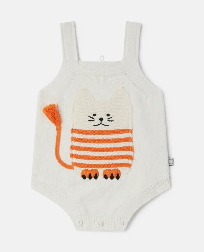 Cat Graphic Embroidered Romper Cat Graphic Embroidered Romper