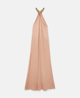 Chain Halterneck Satin Maxi Dress
