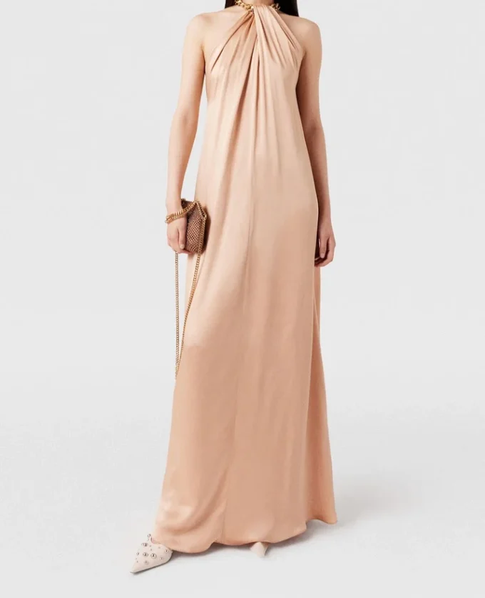 Chain Halterneck Satin Maxi Dress Chain Halterneck Satin Maxi Dress