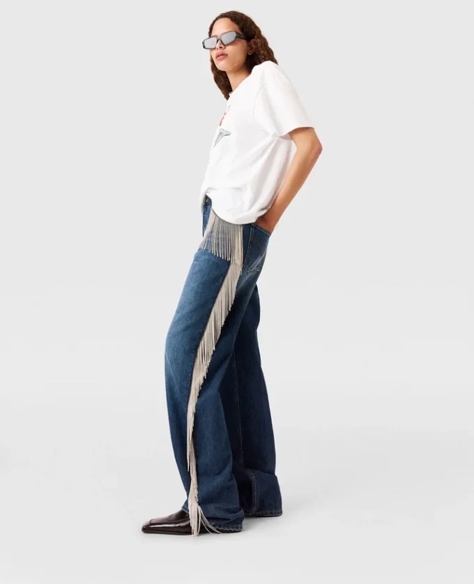 Chain Tassel Straight-Leg Denim Jeans Chain Tassel Straight-Leg Denim Jeans