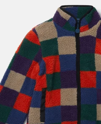 Checkerboard Fleece Zip Jacket