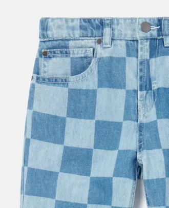 Checkerboard Print Jeans