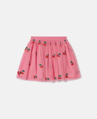 Cherry Embroidered Tulle Skirt