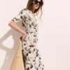 Cherry Print Mesh Half Sleeve Midi Dress Cherry Print Mesh Half Sleeve Midi Dress