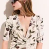 Cherry Print Mesh Half Sleeve Midi Dress Cherry Print Mesh Half Sleeve Midi Dress