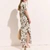 Cherry Print Mesh Half Sleeve Midi Dress Cherry Print Mesh Half Sleeve Midi Dress