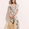 Cherry Print Mesh Half Sleeve Midi Dress Cherry Print Mesh Half Sleeve Midi Dress