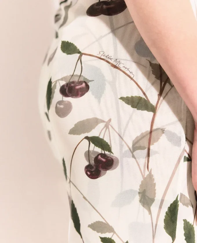 Cherry Print Mesh Strapless Midi Dress Cherry Print Mesh Strapless Midi Dress