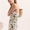 Cherry Print Mesh Strapless Midi Dress Cherry Print Mesh Strapless Midi Dress