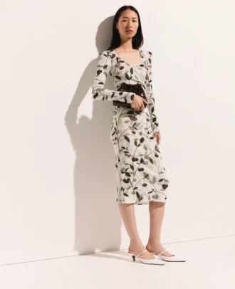 Cherry Print Midi Skirt