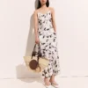 Cherry Print Sleeveless Midi Dress Cherry Print Sleeveless Midi Dress