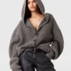 Chunky Ribbed Hooded Cardigan Chunky Ribbed Hooded Cardigan