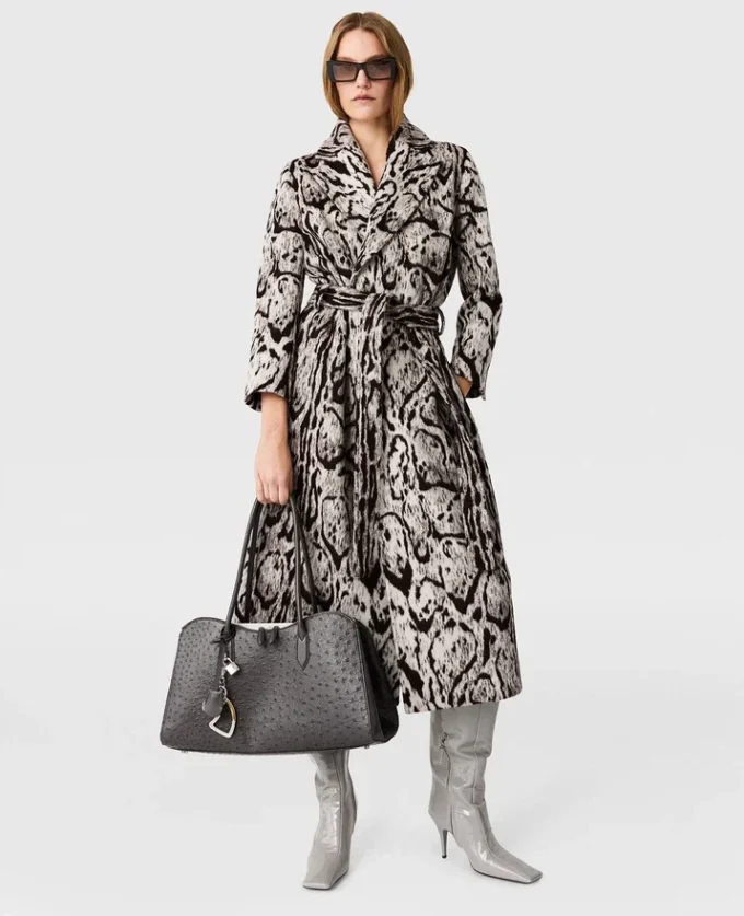 Cloud Leopard Jacquard Belted Trench Coat Cloud Leopard Jacquard Belted Trench Coat