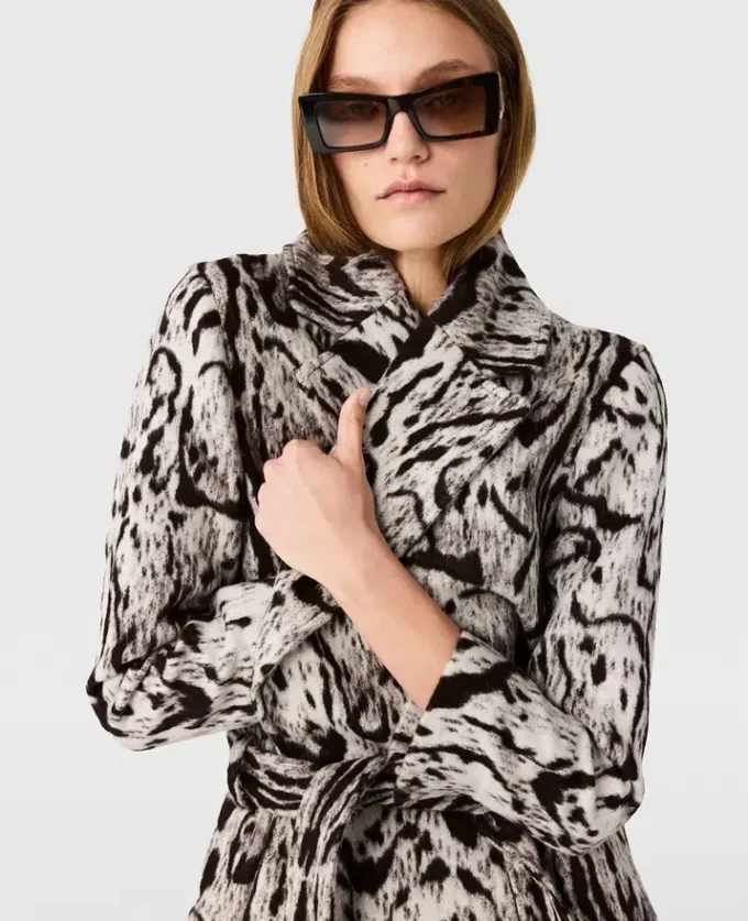Cloud Leopard Jacquard Belted Trench Coat Cloud Leopard Jacquard Belted Trench Coat
