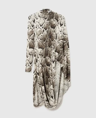 Cloud Leopard Print Draped Midi Dress