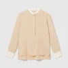 Contrast Panel Grandfather Collar Shirt
