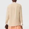 Contrast Panel Grandfather Collar Shirt