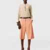 Contrast Panel Grandfather Collar Shirt