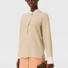 Contrast Panel Grandfather Collar Shirt