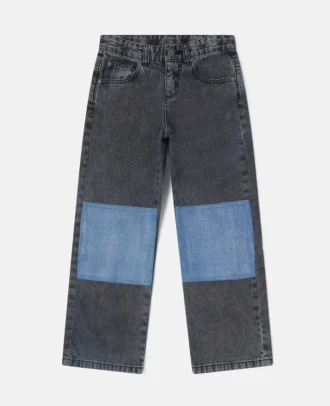Contrast Panel Straight-Leg Denim Jeans
